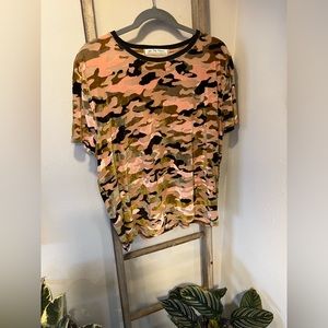 Free People multi color camo print tee in size XS